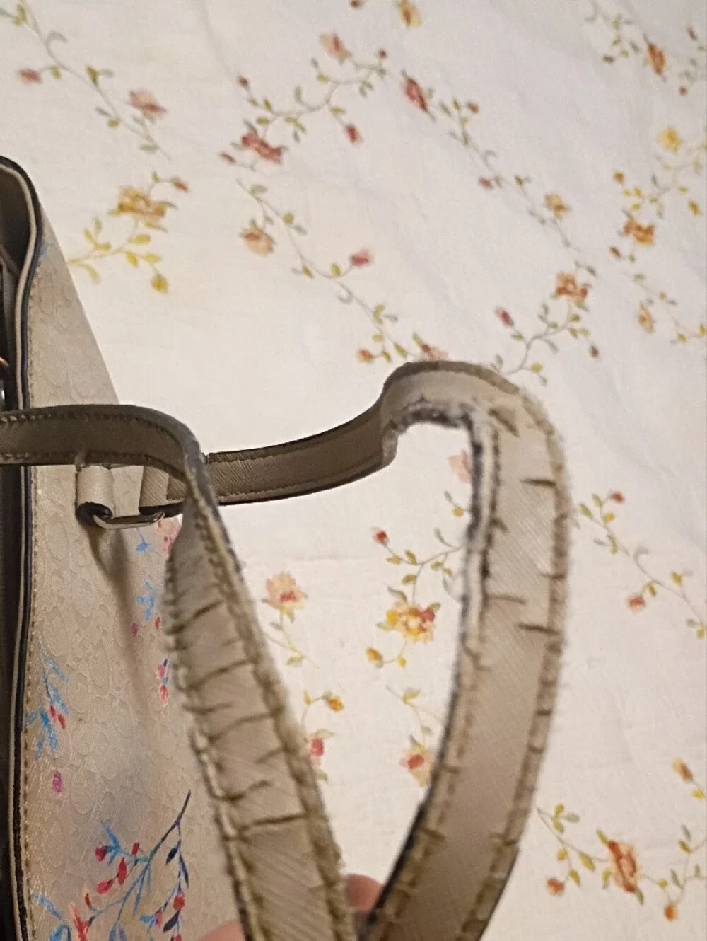 GUESS Floral Beige Tote with Matching Beige Pouch and Wallet Set